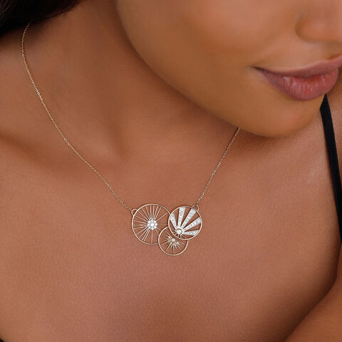 18kt Yellow Gold Sun Moon And Star Diamond Necklace