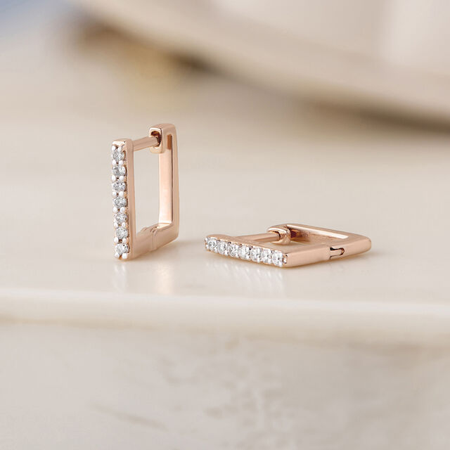 Gleaming Elegance Gold & Diamond Hoop Earrings,,hi-res image number null