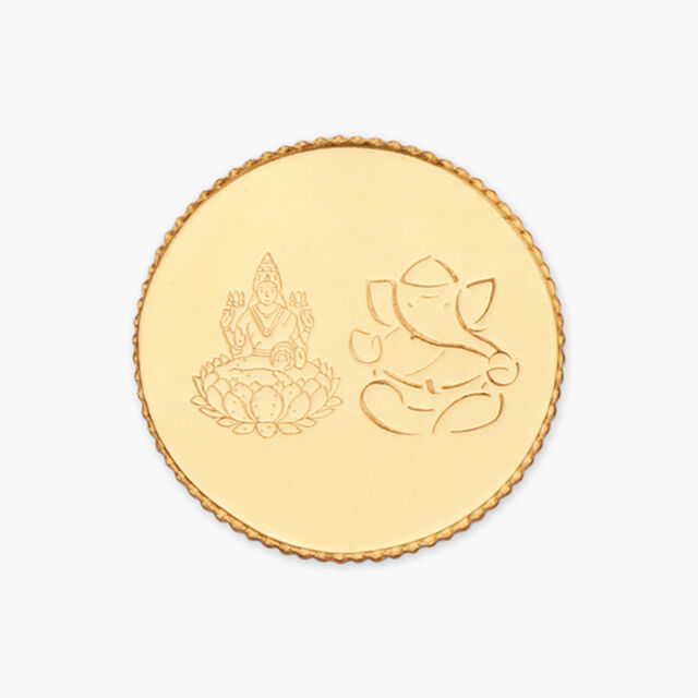 1 gram 22 Karat Gold Coin with Lakshmi Ganesha Motif,,hi-res image number null