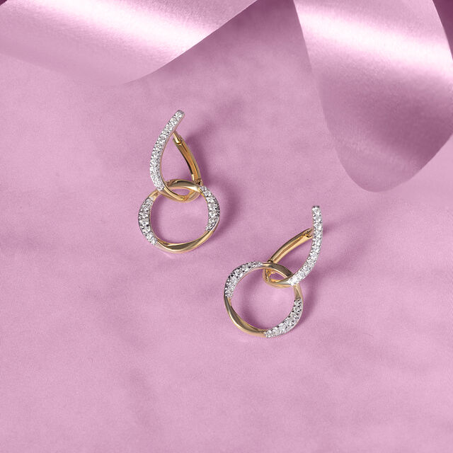 Modern Elegance Gold & Diamond Hoop Earrings,,hi-res image number null