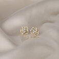 Blooming Radiance 14 Kt Gold & Diamond Stud Earrings,,hi-res view 1