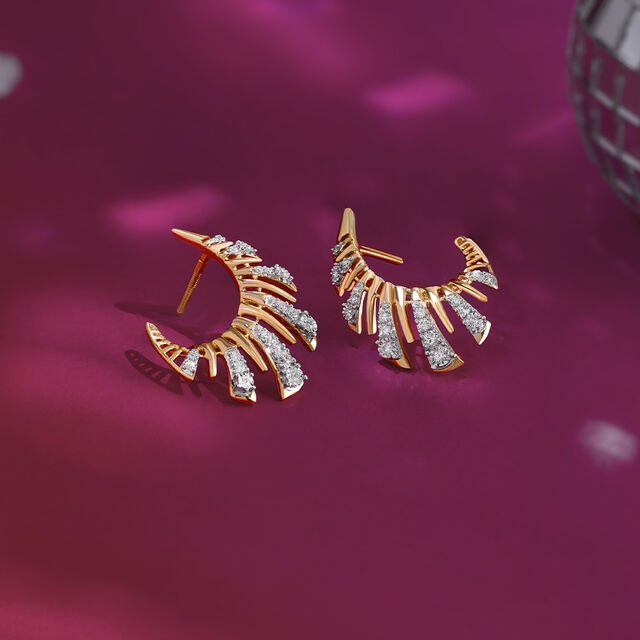 Laser Glam Gold & Diamond Stud Earrings,,hi-res image number null