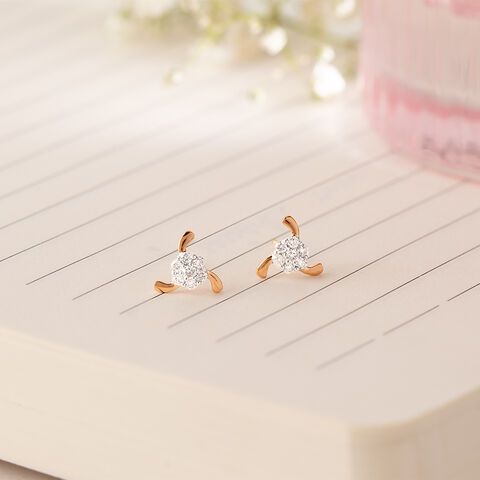 Dainty Whispers Gold & Diamond Stud Earrings