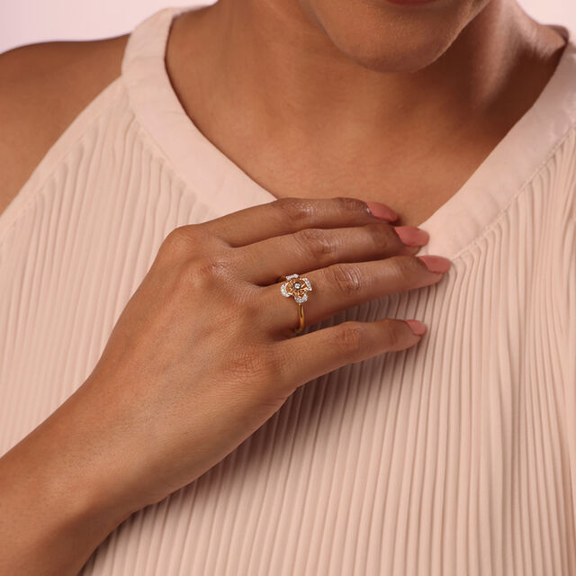 Sparkling Petals 14KT Gold & Diamond Ring,,hi-res image number null