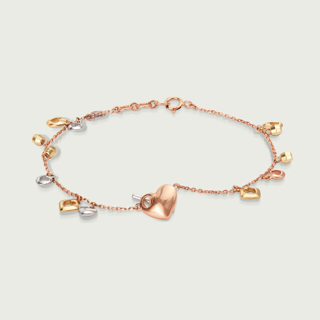 14KT Golden Trio of Hearts Bracelet,,hi-res image number null