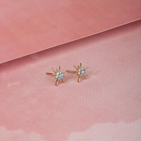 Diamond Gilded Galaxy 14KT Yellow Gold Stud Earrings