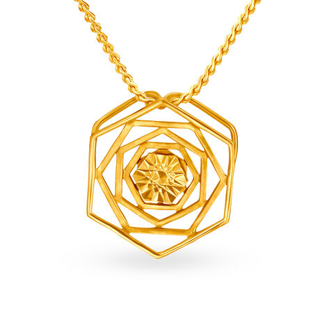 Hexagon Shine Gold Pendant