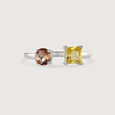 Smokey Elegance & Citrine Spark Silver Finger Ring,,hi-res view 3