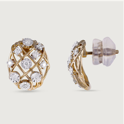 Basketry Glow Gold and Diamond Stud Earrings