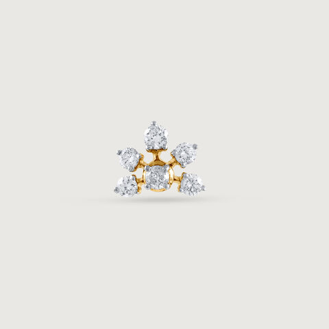 Blossoming Elegance Gold and Diamond Nose Pin