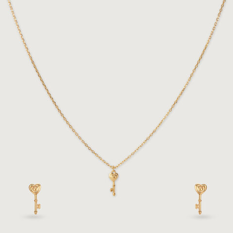 Love Key 14 Kt Gold Necklace Set