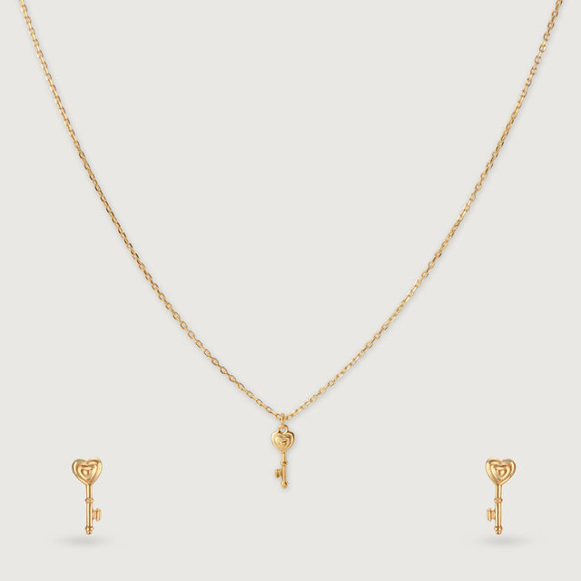 Love Key 14 Kt Gold Necklace Set,,hi-res image number null