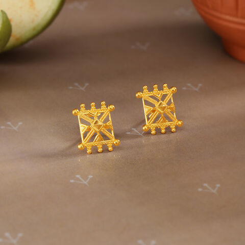 Whirls of Warli 22KT Gold Stud Earrings