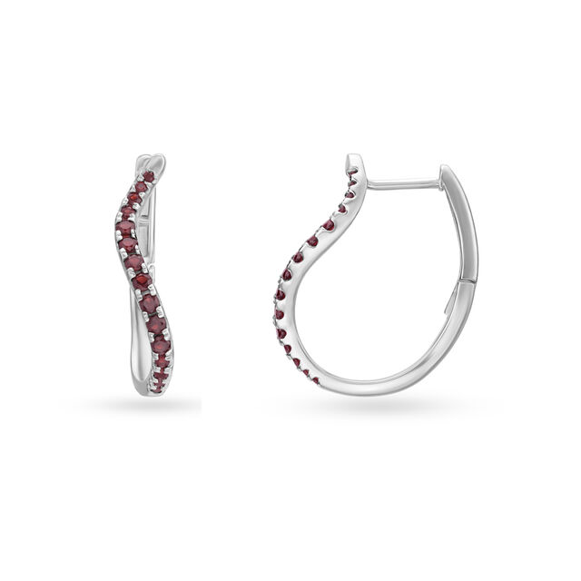 925 Silver Dainty Stud Earrings with Garnets,,hi-res image number null