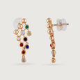 Vibrant Multicoloured Gold & Diamond Drop Earrings,,hi-res view 4