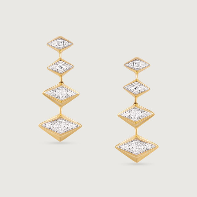 Disco Beat Gold & Diamond Drop Earrings,,hi-res image number null
