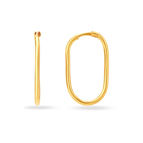 22KT Yellow Gold Stately Contemporary Hoop Earrings