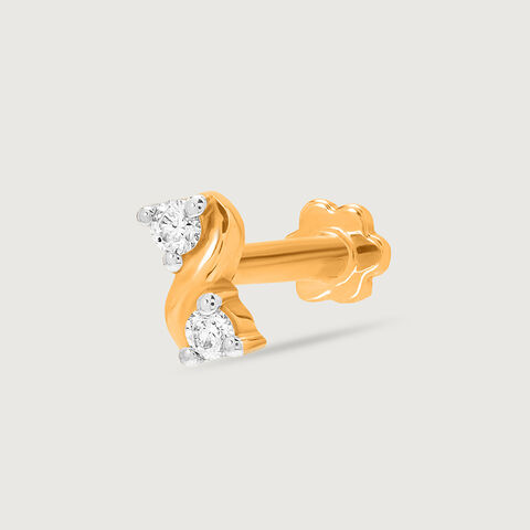 14KT Yellow Gold Diamond Nose Pin