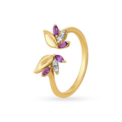 14KT Yellow Gold Floral Finger Ring