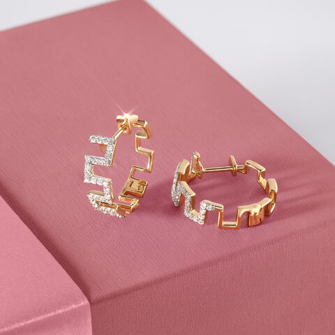 Geometric Bold Gold & Diamond Hoop Earrings