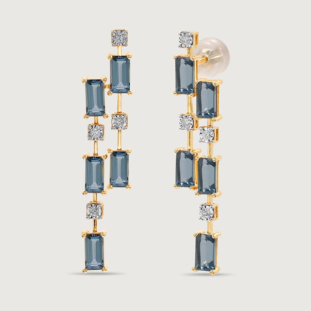 Dreamy London Blue Blaze & Diamond 14KT Drop Earrings,,hi-res image number null