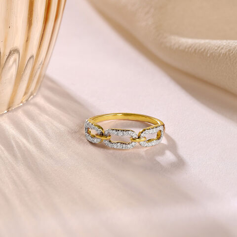 Interlocking Elegance Gold & Diamond Finger Ring