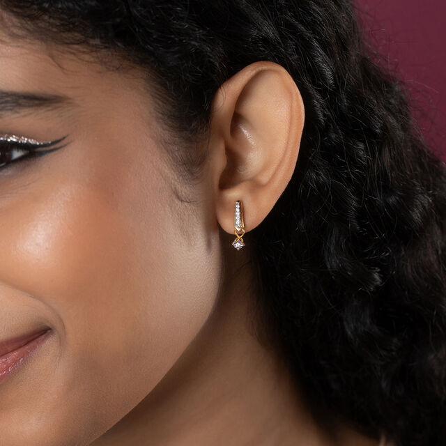 Chic Sparkle Gold & Diamond Drop Earrings,,hi-res image number null