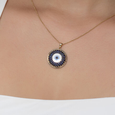 Orb of Protection Evil Eye Gold Pendant