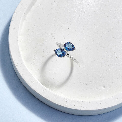 Electric Blue Silver Finger Ring