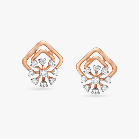 Graceful Floral Diamond Stud Earrings