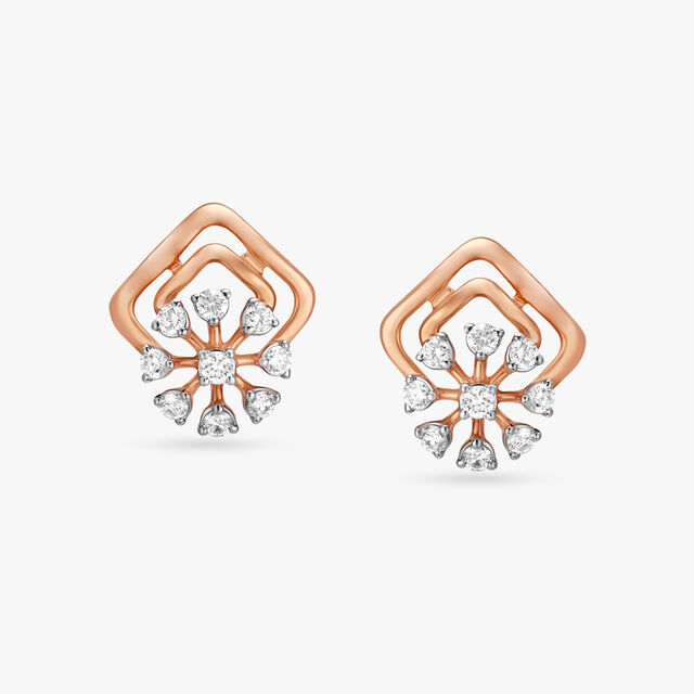 Graceful Floral Diamond Stud Earrings,,hi-res image number null