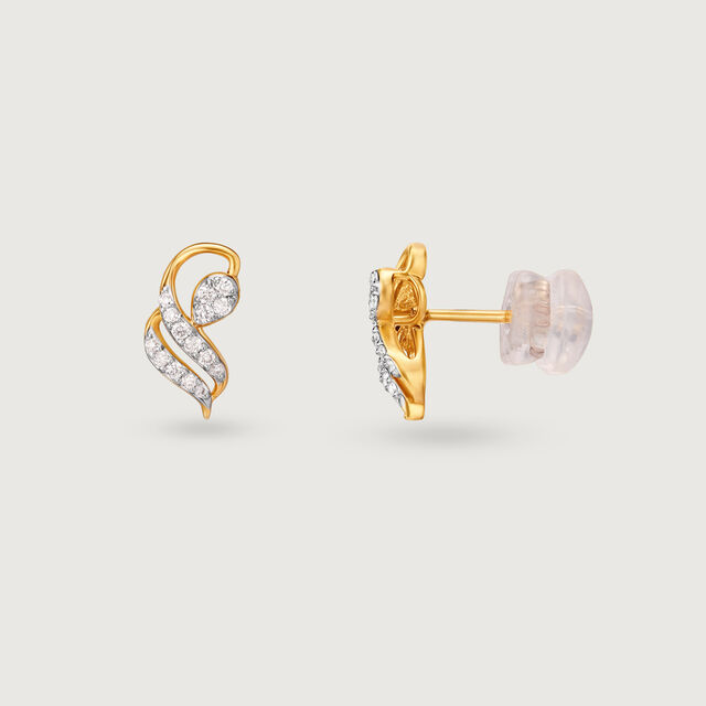 Elegant Swirl Gold & Diamond Stud Earrings,,hi-res image number null