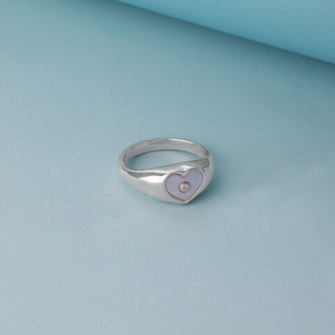 Mother of Pearl Heart Silver Ring