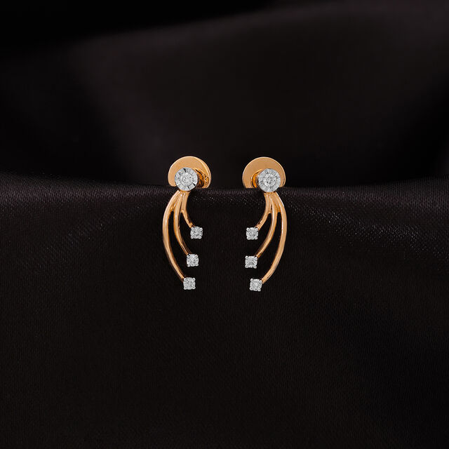 Cosmic Glam 14 Kt Gold and Diamond Stud Earrings,,hi-res image number null