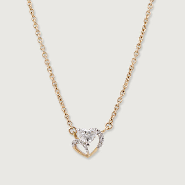 Heartfelt Radiance 14 kt Gold & Diamond Pendant with Chain,,hi-res image number null