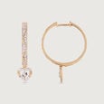Glowing Heart Gold & Diamond Hoop Earrings,,hi-res view 4