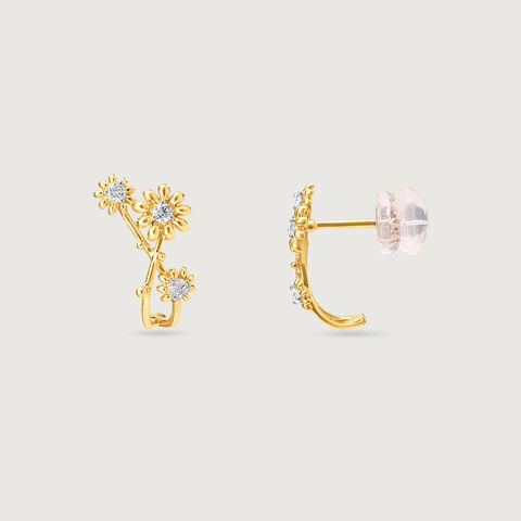 Dewdrop Daisy Diamond Hoop Earrings