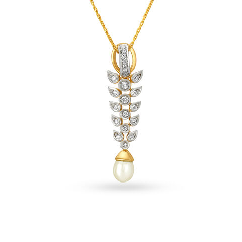 Diamond Vines and Pearly Drops Pendant Set