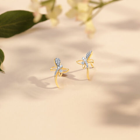 Dancing Butterfly Diamond Stud Earrings