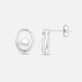 Stunning Pearl Silver Stud Earrings,,hi-res view 4
