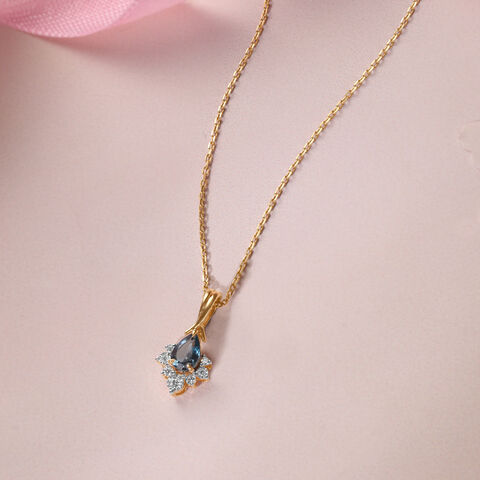 Sparkly Blue Diamond & Gold Pendant