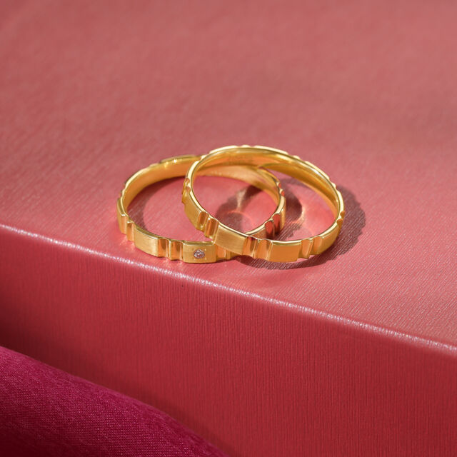 Togetherness Band 18KT Gold & Diamond Couple Ring-Single Piece,,hi-res image number null