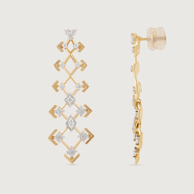 Disco Dream Gold & Diamond Drop Earrings,,hi-res image number null
