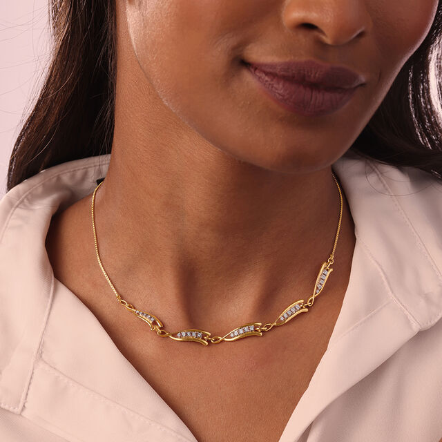 Elegant Rivulet 14 Kt Gold & Diamond Necklace,,hi-res image number null
