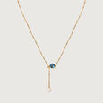 Aqua Twinkle Pearl & Gold Necklace,,hi-res view 3
