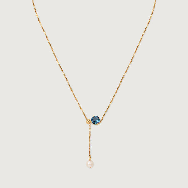 Aqua Twinkle Pearl & Gold Necklace,,hi-res image number null