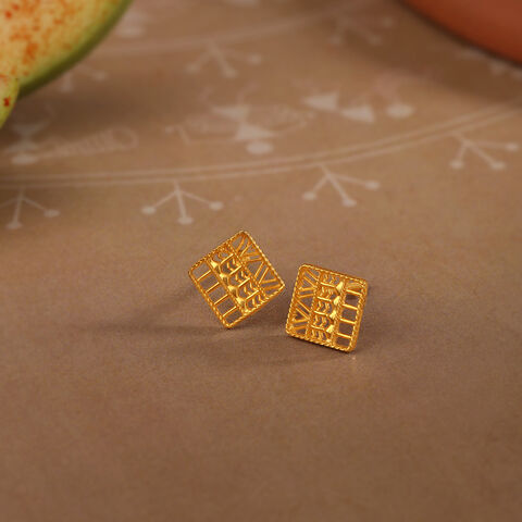 Warli Folklore 22KT Gold Stud Earrings