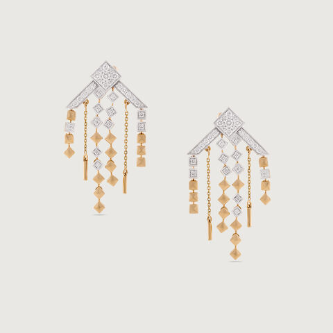 Retro Rhythm Gold & Diamond Drop Earrings