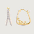 Art Deco Gold & Diamond Hoop Earrings,,hi-res view 4