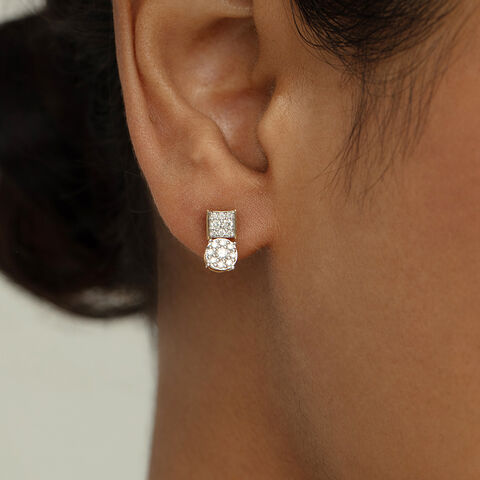 Eternal Bond Gold and Diamond Stud Earrings